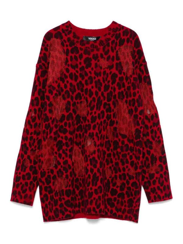 VERSACE: Suéteres con cuello pico - Suéter Cuello Redondo - Rojo