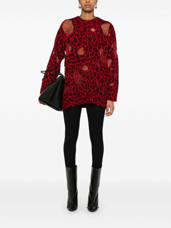 The Best Shops VERSACE: Suéteres con cuello pico - Suéter Cuello Redondo - Rojo