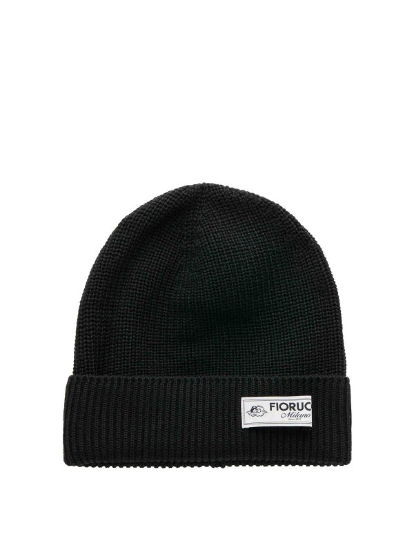 FIORUCCI: beanies - Ribbed Merino Wool Beanie With Logo