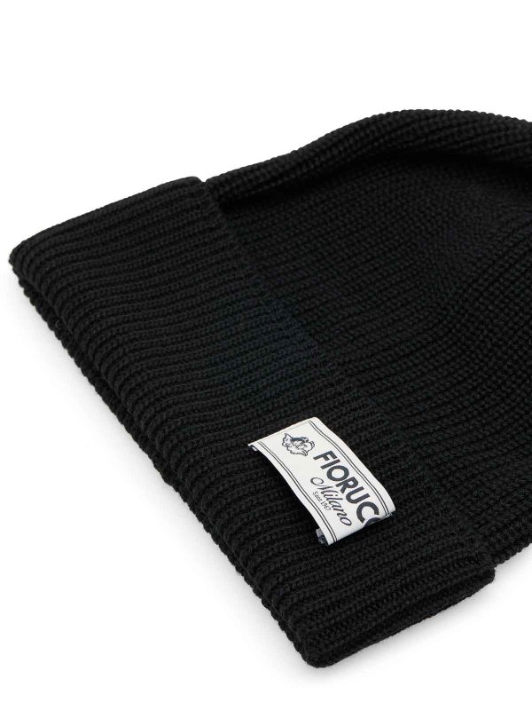 FIORUCCI: beanies online - Ribbed Merino Wool Beanie With Logo