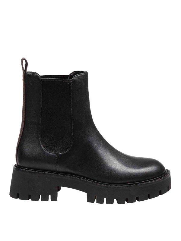 MICHAEL KORS: ankle boots - Asher Flat Ankle Boot In Black Leather