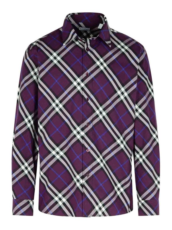 BURBERRY: camicie - Camicia in cotone viola