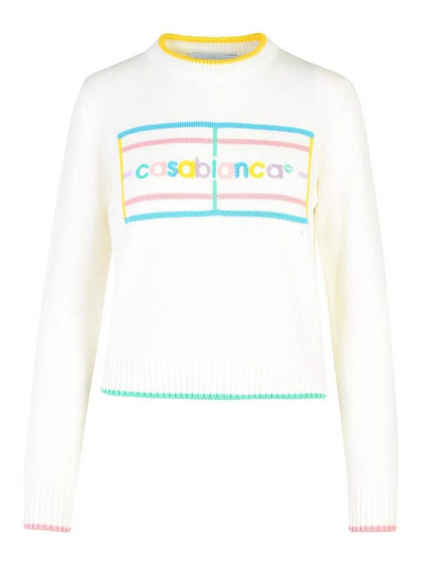 CASABLANCA: Strickpullover mit Rundhalsausschnitt - Rundhalspullover - Weiß