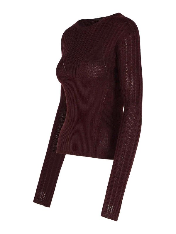 The Best Shops LANVIN: Strickpullover mit Rundhalsausschnitt - Rundhalspullover - Dunkelrot
