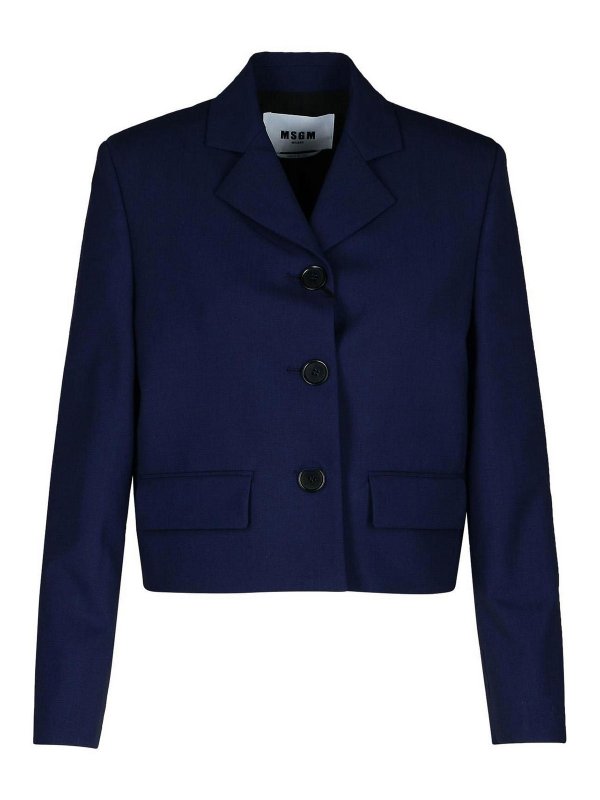 m.s.g.m.: blazers - Navy Virgin Wool Crop Blazer