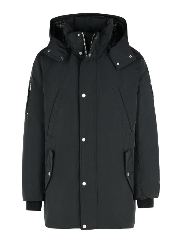 MOOSE KNUCKLES: parka - Parka in poliestere nero con visiera Granite
