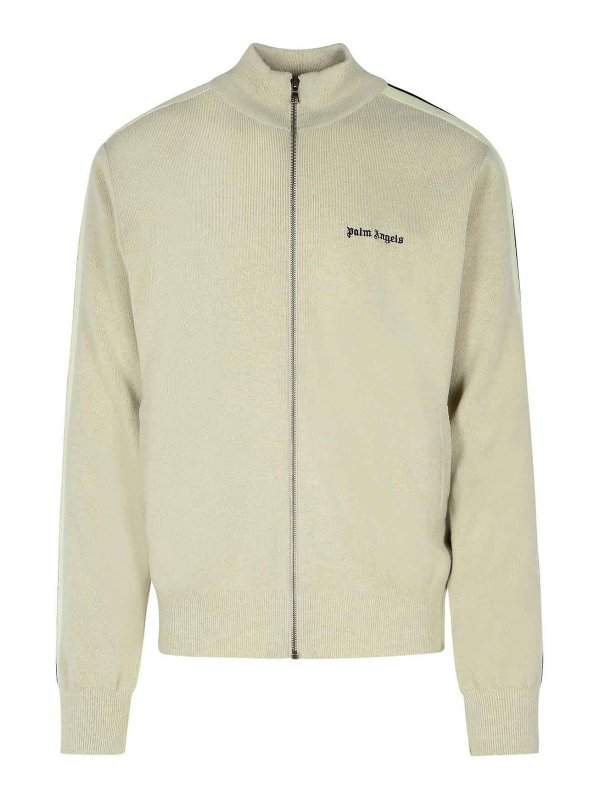 Palm Angels: Sweatshirts & Sweaters - Track Grey Wool Blend Sweatshirt