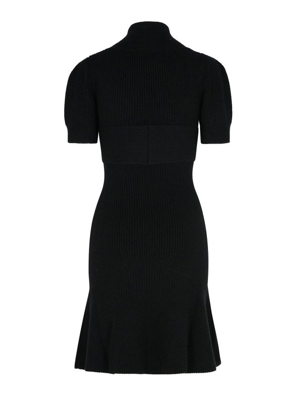 PATOU: knee length dresses online - Black Merino Wool Blend Dress