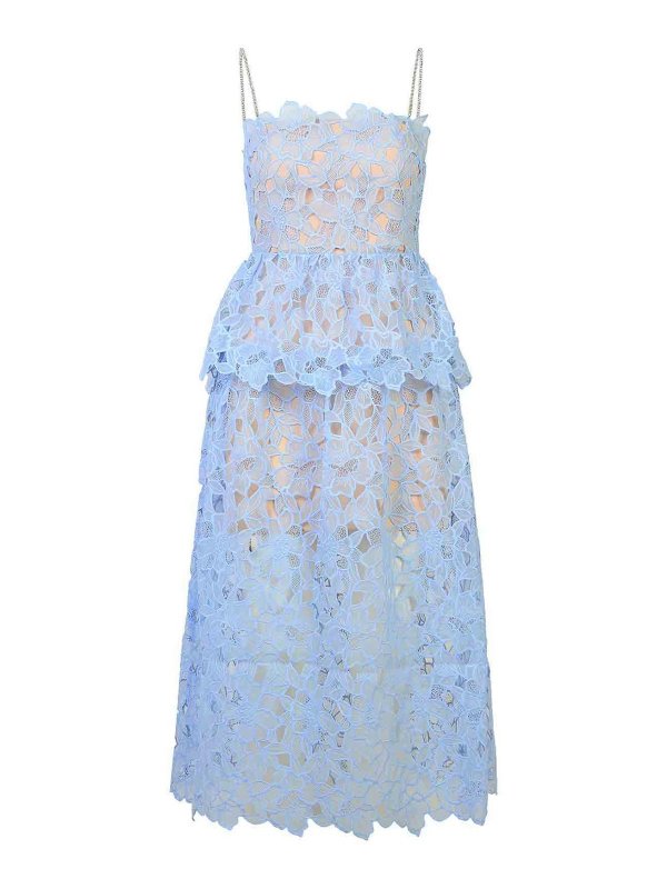 Self Portrait: ニーレングスドレス - 膝丈ドレス - ライトブルー