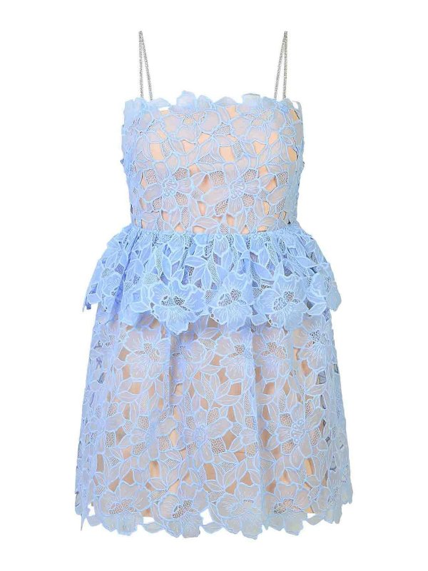 Self Portrait: ニーレングスドレス - 膝丈ドレス - ライトブルー