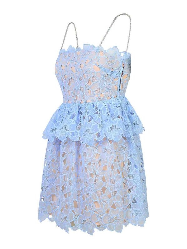 The Best Shops Self Portrait: ニーレングスドレス - 膝丈ドレス - ライトブルー