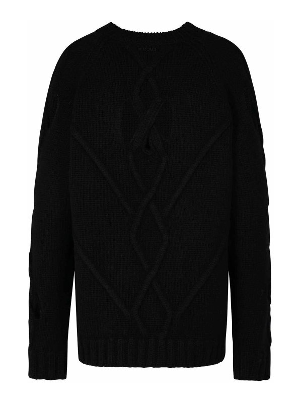 VERSACE: crew necks online - Black Wool Blend Sweater