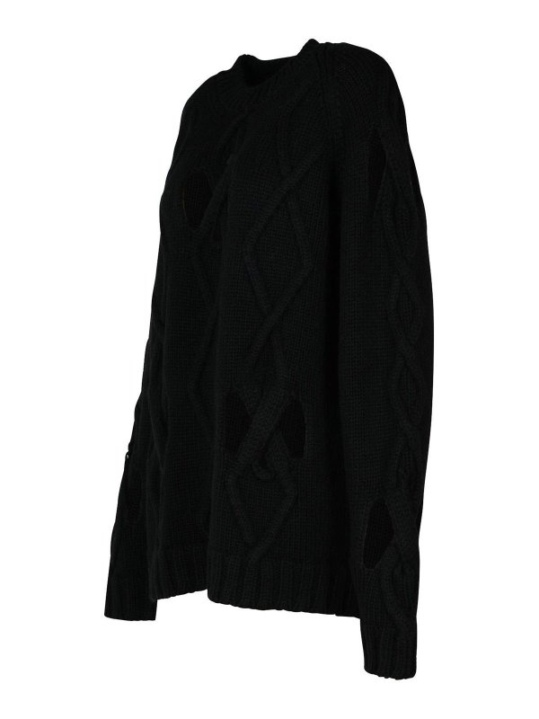 The Best Shops VERSACE: crew necks - Black Wool Blend Sweater