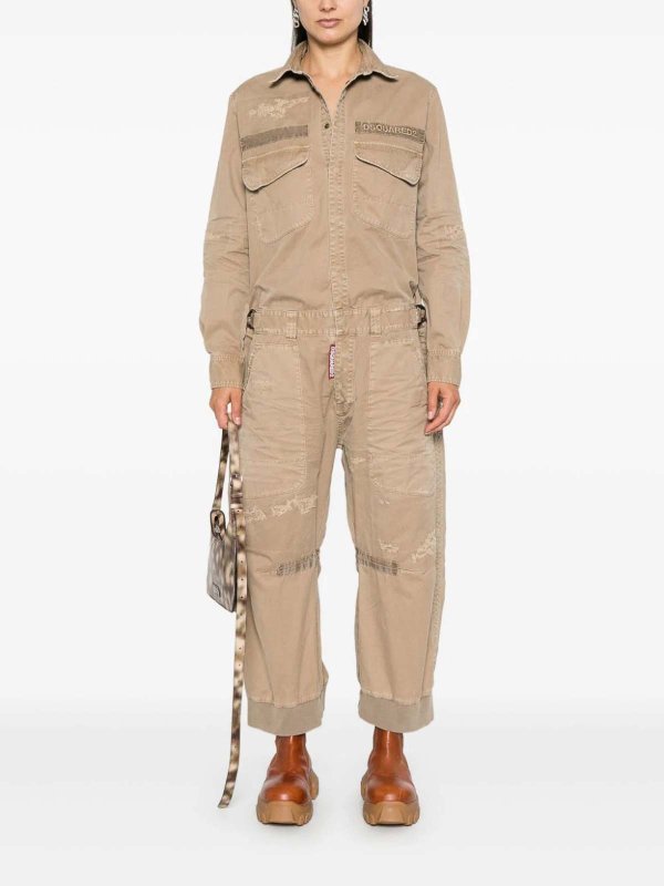 DSQUARED2: jumpsuits online - Overdyed Military Jumpsuit