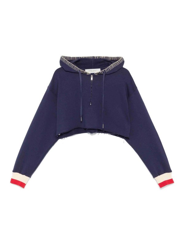 GOLDEN GOOSE: Sweatshirts & Sweaters - Journey Half-Zip Cropped Hoodie