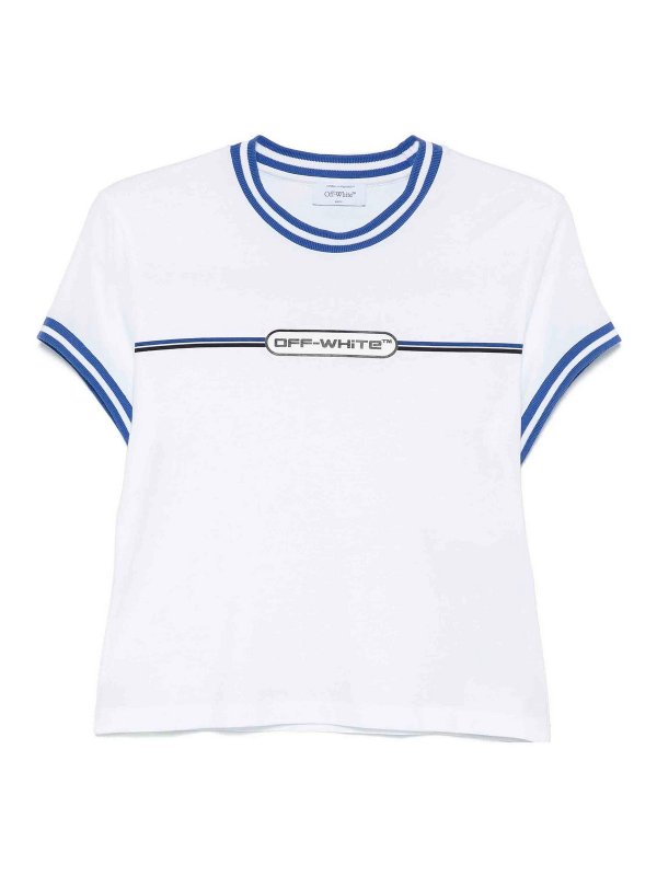 OFF-WHITE: t-shirts - Striped 90S Logo-Print T-Shirt