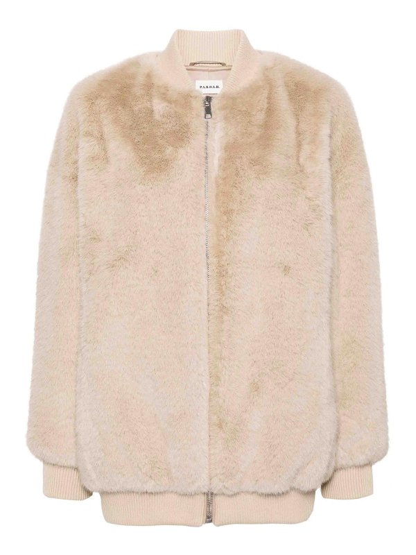 P.A.R.O.S.H.: Fourrure - Manteau En Fourrure - Beige Clair