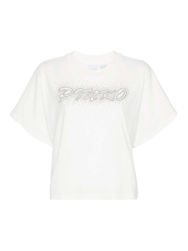 Pinko: t-shirts - Duetto Studded-Logo T-Shirt