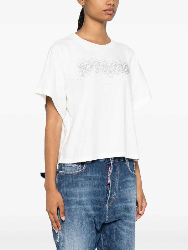 The Best Shops Pinko: t-shirts - Duetto Studded-Logo T-Shirt