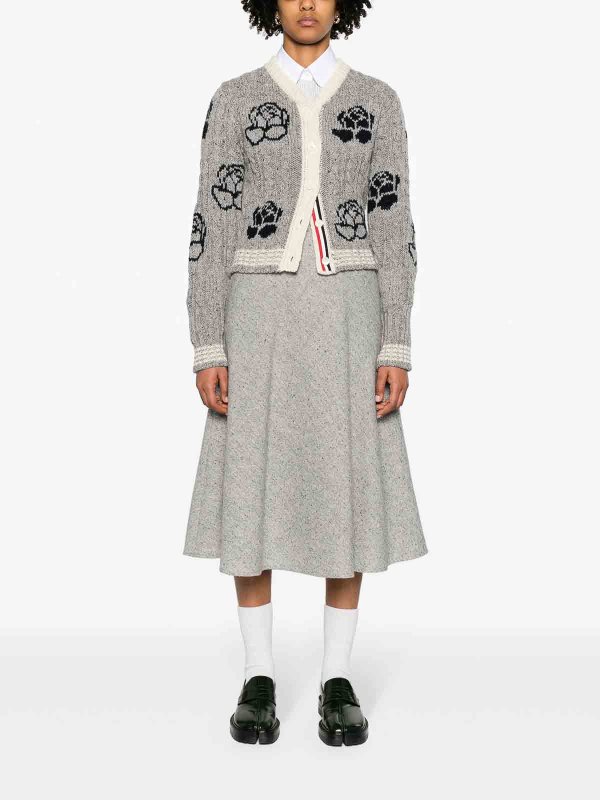 Thom Browne Rose-Intarsia Cable-Knit Cardigan|FKC603AY1506055