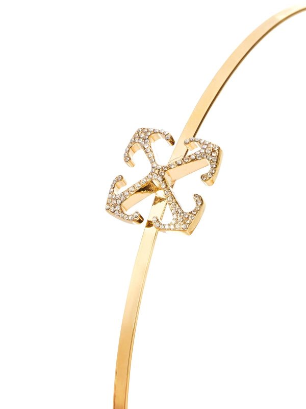 OFF-WHITE: Haaraccessoires online - Goldfarbenes Stirnband