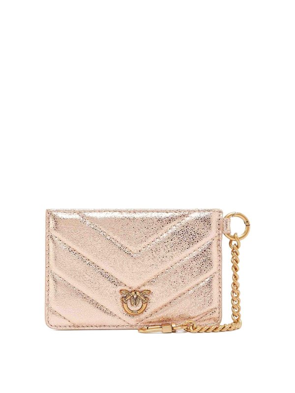 Pinko: wallets & purses - Chain Wrinkled Love Cardholder
