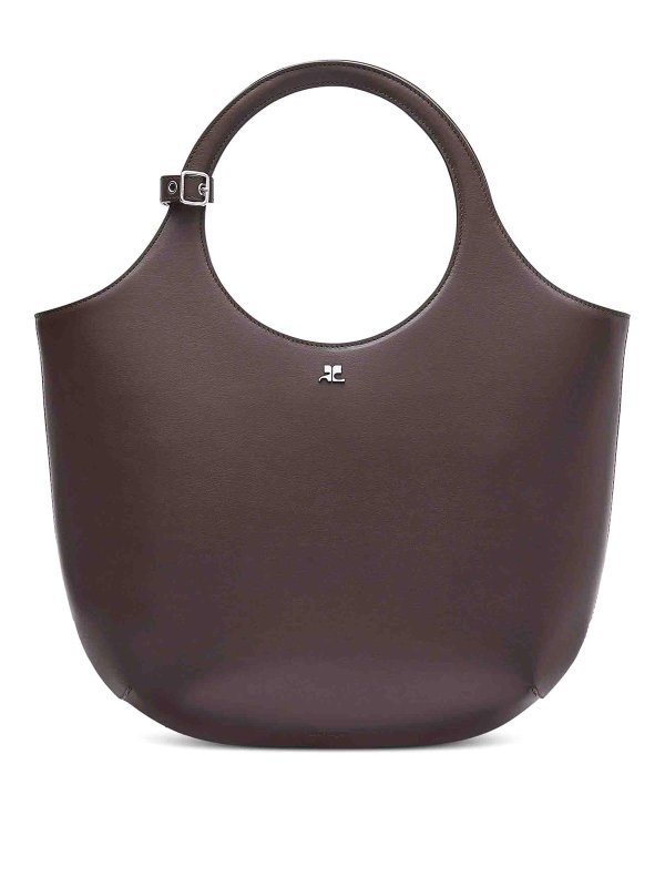 Courreges: totes bags - Medium Holy Leather Tote Bag