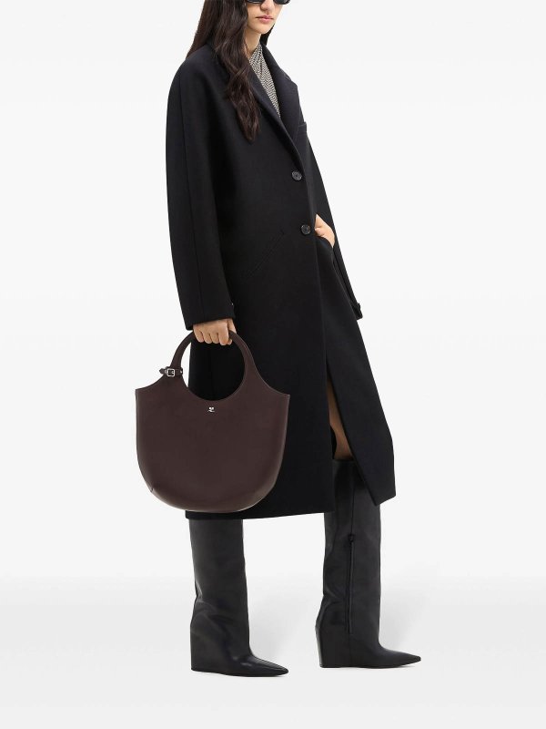 Courreges: totes bags online - Medium Holy Leather Tote Bag