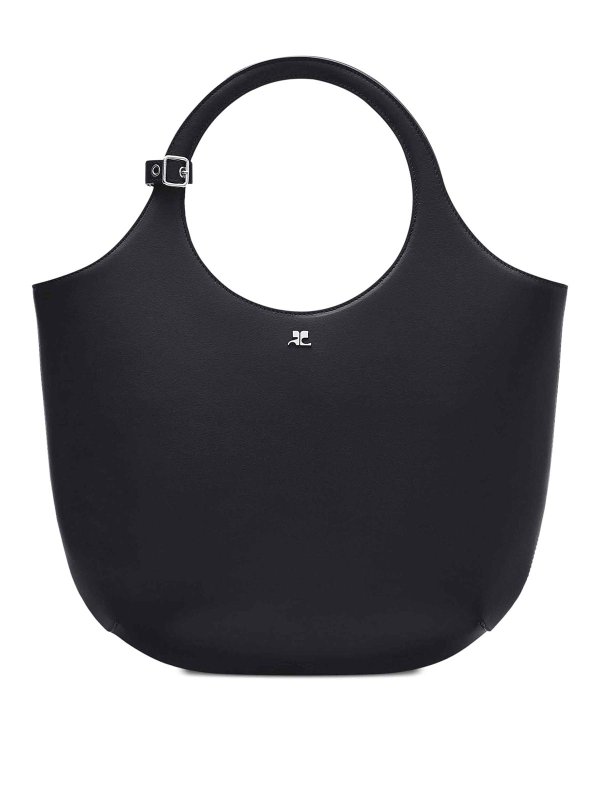 Courreges: totes bags - Medium Holy Leather Tote Bag