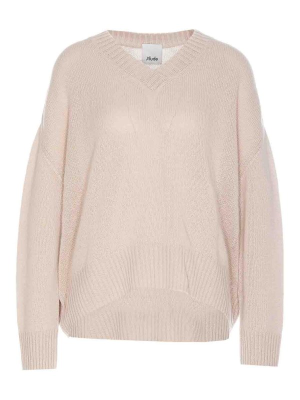 ALLUDE: crew necks - Beige Sweater