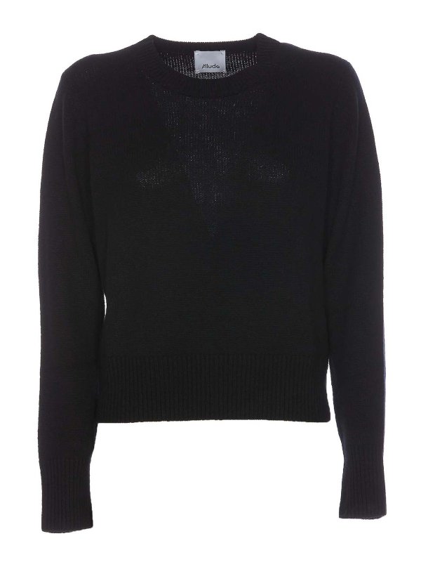 ALLUDE: crew necks - Black Sweater