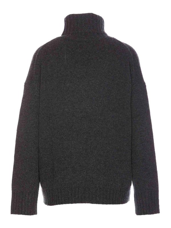 ALLUDE: crew necks online - Grey Turtleneck Sweater