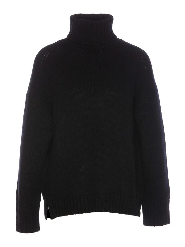 ALLUDE: crew necks - Black Turtleneck Sweater