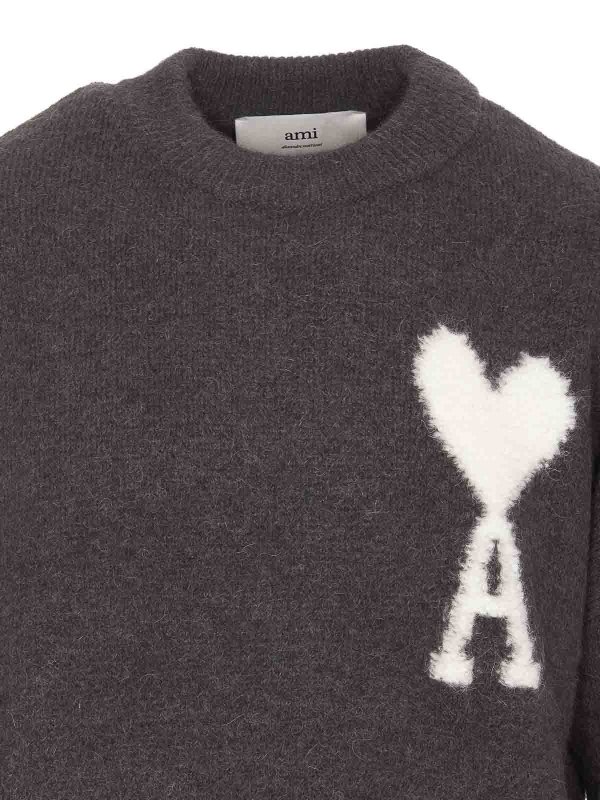 クルーネック - グレー shop online: AMI PARIS