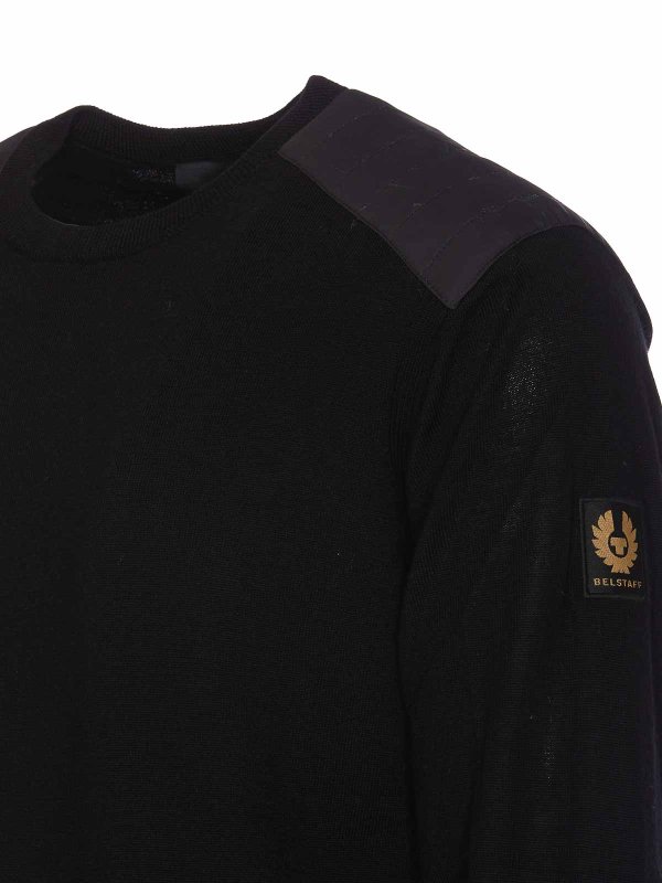 The Best Shops BELSTAFF: Strickpullover mit Rundhalsausschnitt - Rundhalspullover - Schwarz