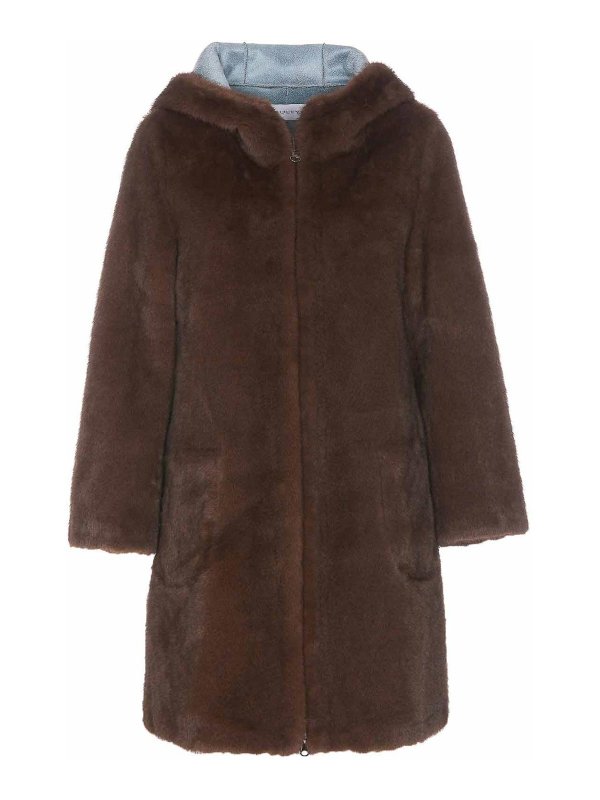 Bully: casual jackets - Brown Fake Fur Jacket