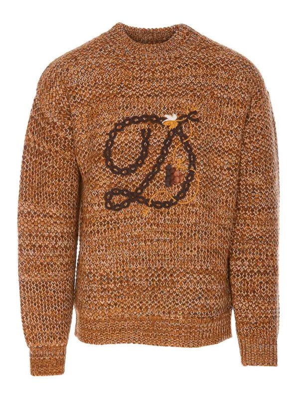 DRÔLE DE MONSIEUR: crew necks - Brown D Tresse Sweater