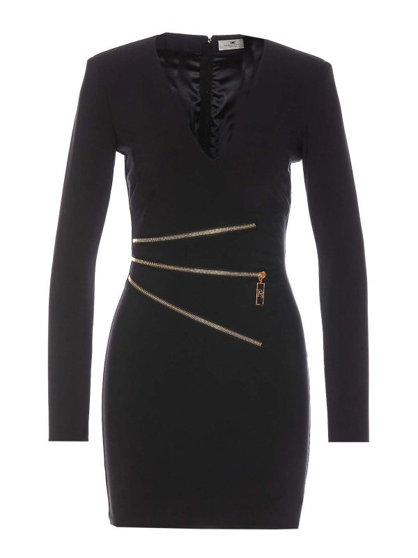 ELISABETTA FRANCHI: short dresses - Crepe Mini Dress With Zip