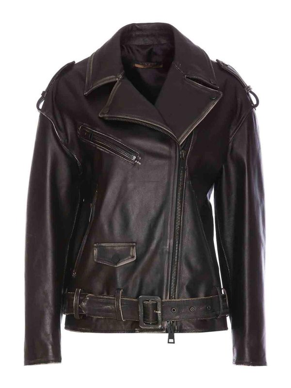 NINETTE: casual jackets - Brown Leather Jacket