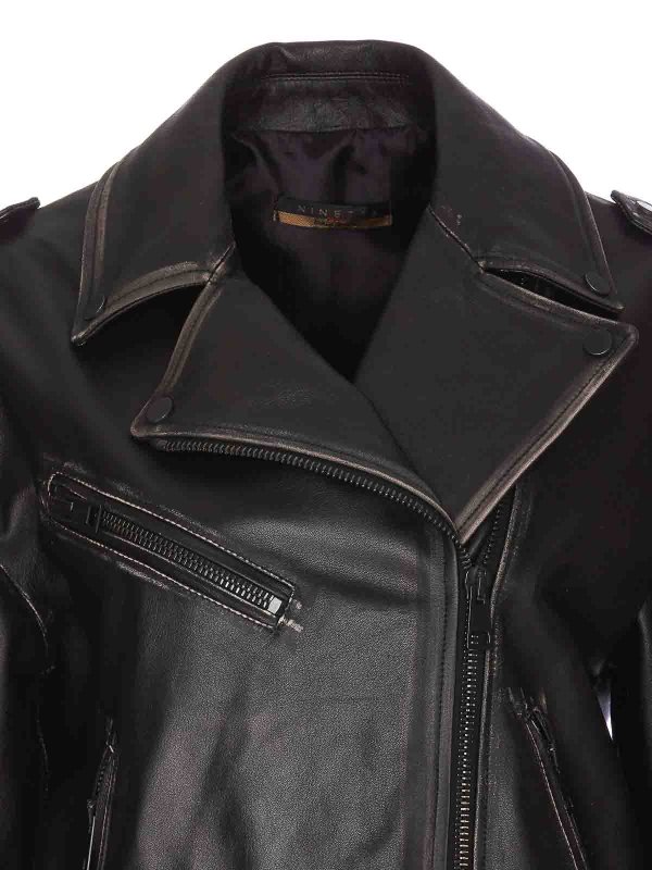 Brown Leather Jacket shop online: NINETTE