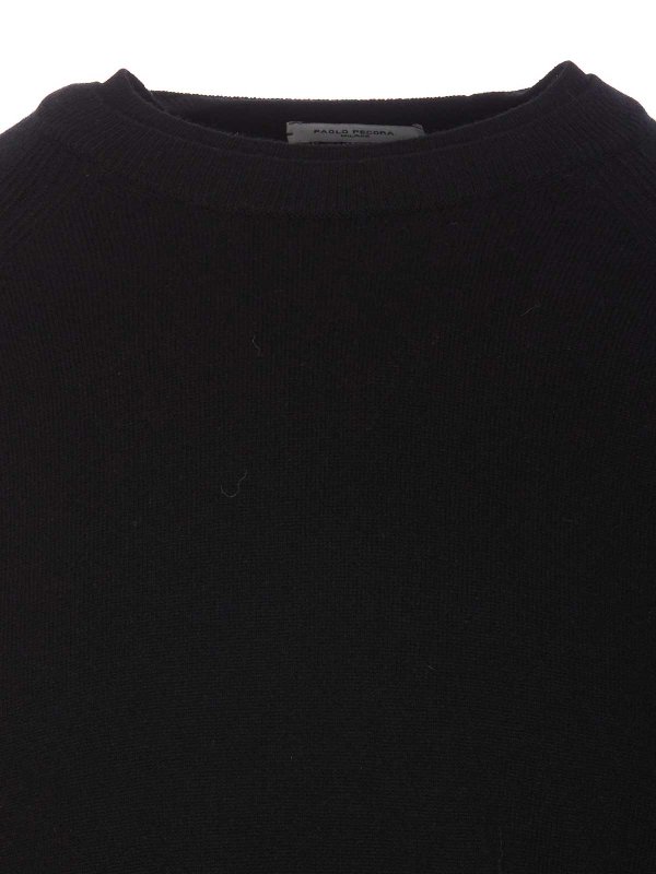 クルーネック - 黒 shop online: Paolo Pecora