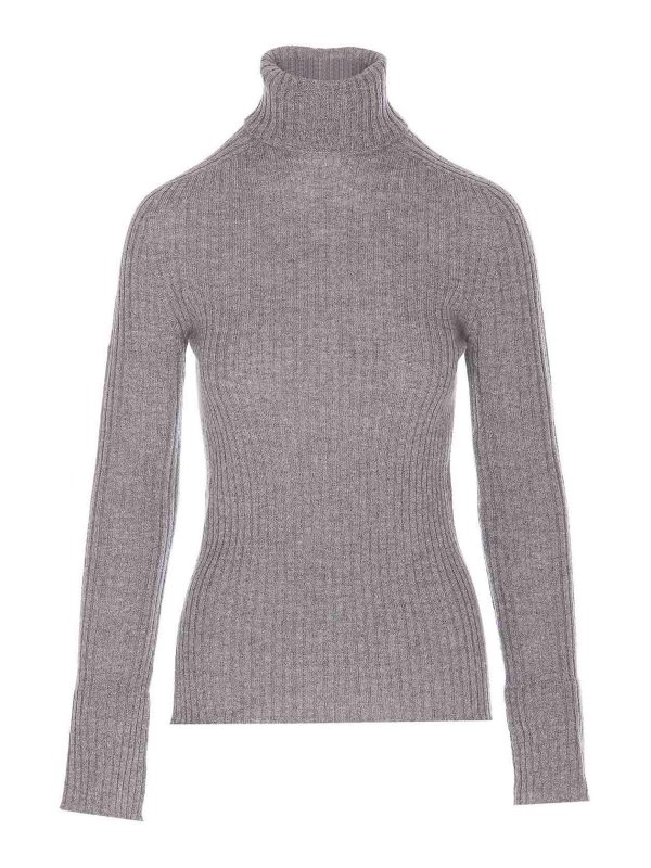 Pinko: Strickpullover mit Rundhalsausschnitt - Rundhalspullover - Grau