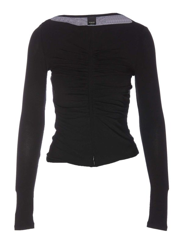 Pinko: Top e canotte - Top nero a maniche lunghe Arminio