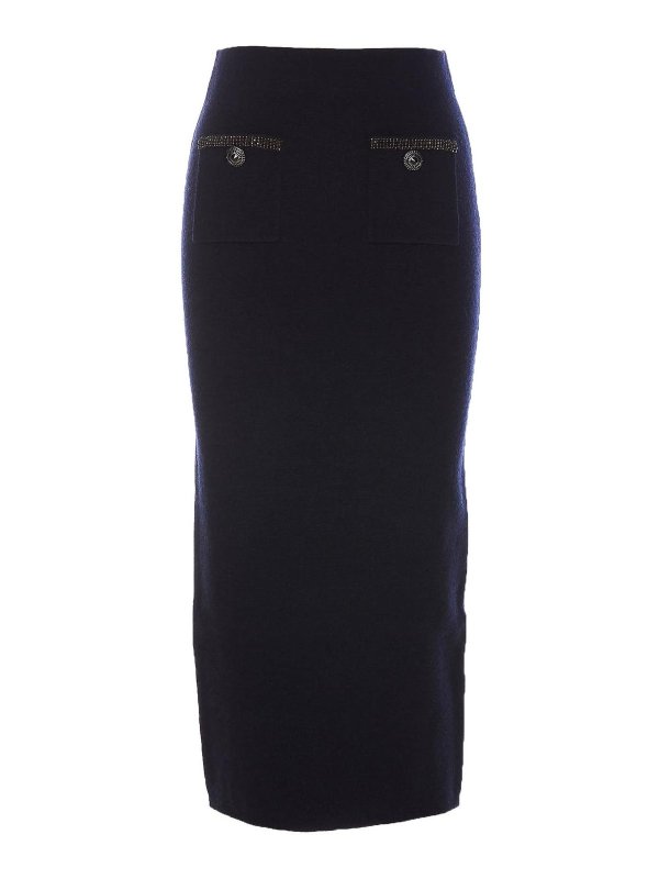 Self Portrait Navy Blue Embellished Skirt Blue 168MSKNAVY