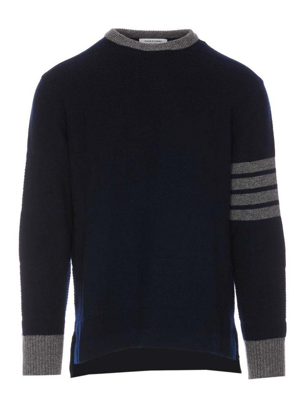 THOM BROWNE: Strickpullover mit Rundhalsausschnitt - Rundhalspullover - Blau