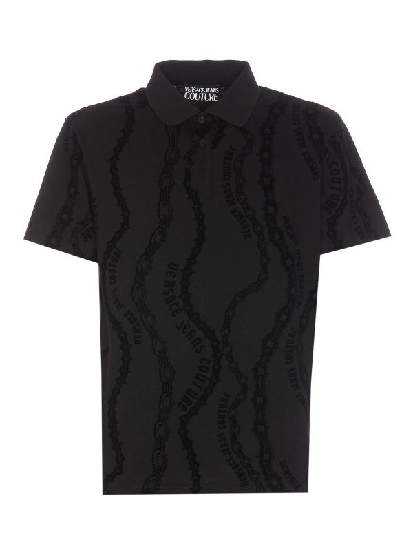 Versace Jeans Couture: polo shirts - Couture Black Interlock Flock Couture Polo