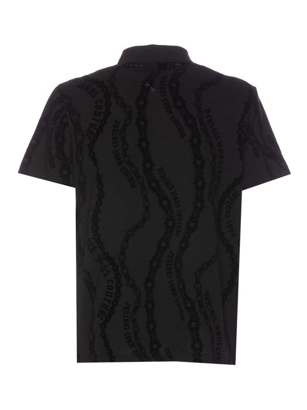 Versace Jeans Couture: polo shirts online - Couture Black Interlock Flock Couture Polo