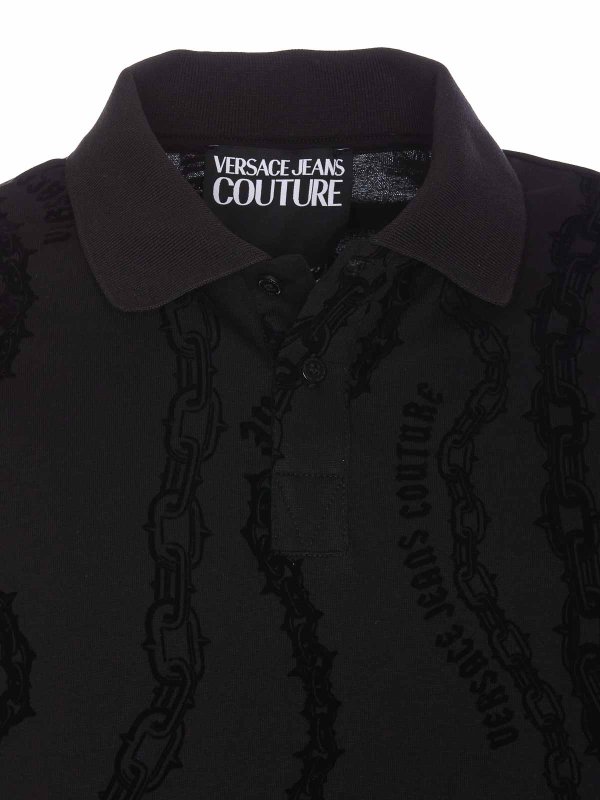 Couture Black Interlock Flock Couture Polo shop online: Versace Jeans Couture
