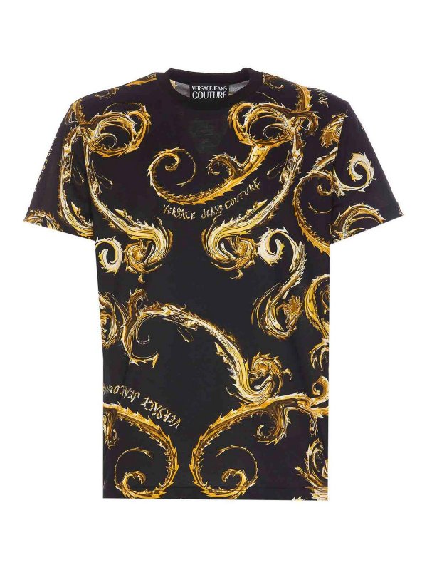 Versace Jeans Couture: t-shirts - Couture Chromo Print Couture Black T-Shirt