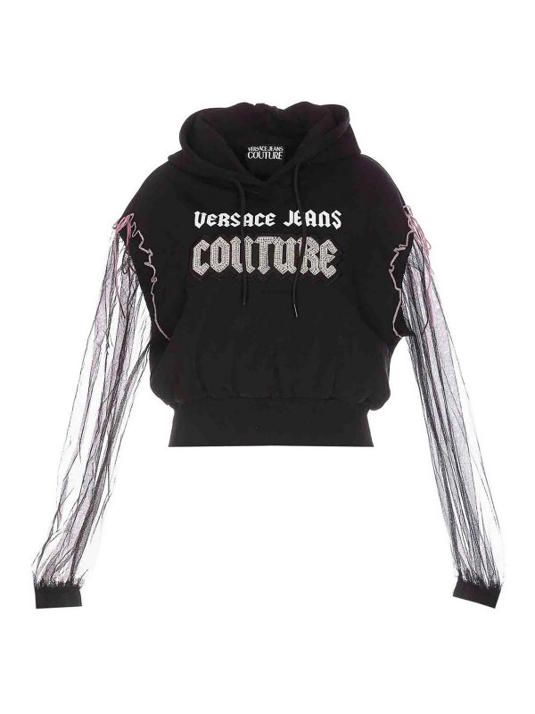 Versace Jeans Couture: Sweatshirts & Sweaters - Logo Goth Patch Hoodie